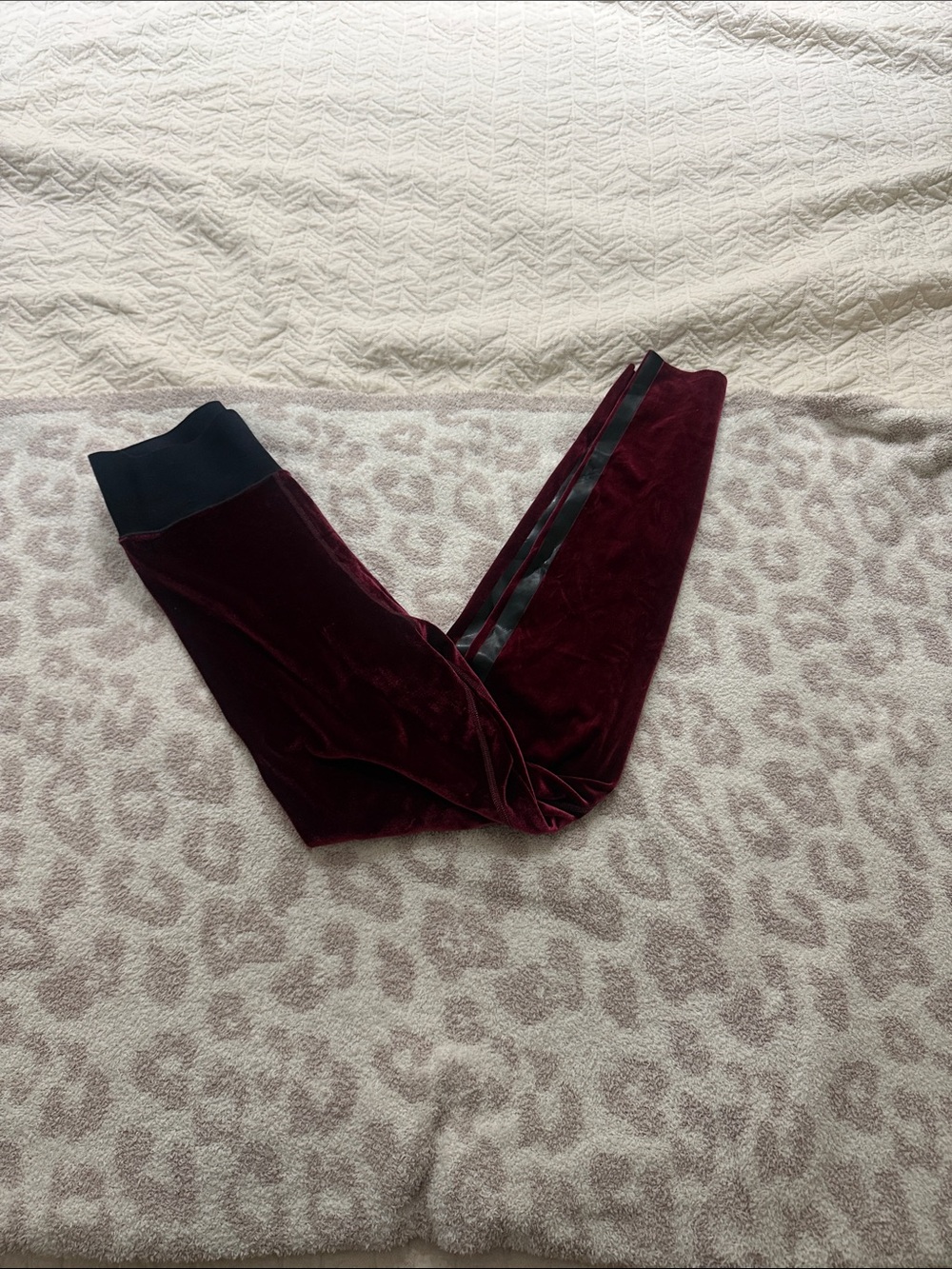 Ultracor Velvet Leggings in Burgundy with Black Trim